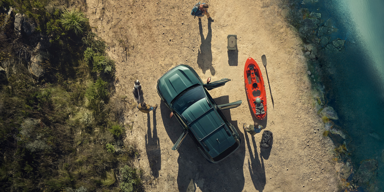 Dacia am Strand von oben